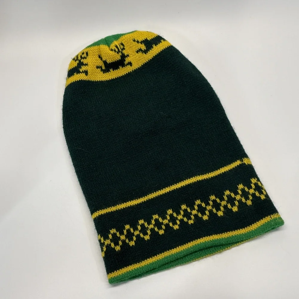 Vintage Face Mask Balaclava Green Patterned Knit Winter Hunting Deer Mask 3 Hole